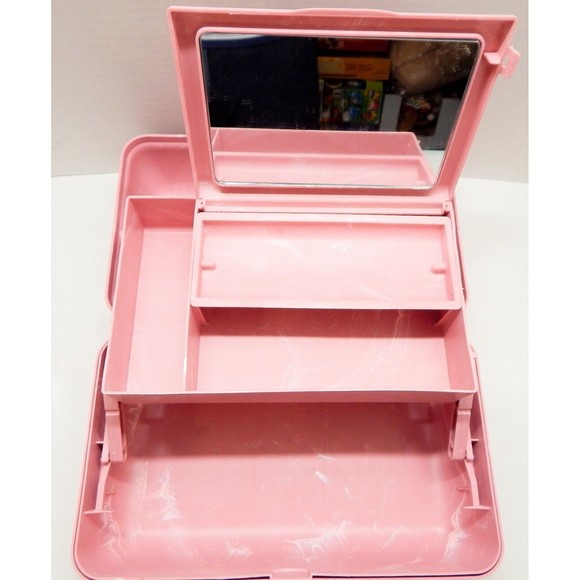 Caboodles On The Go Girl Pink Makeup Classic Carrying Case Box Marbleized Pink - Picture 11 of 14